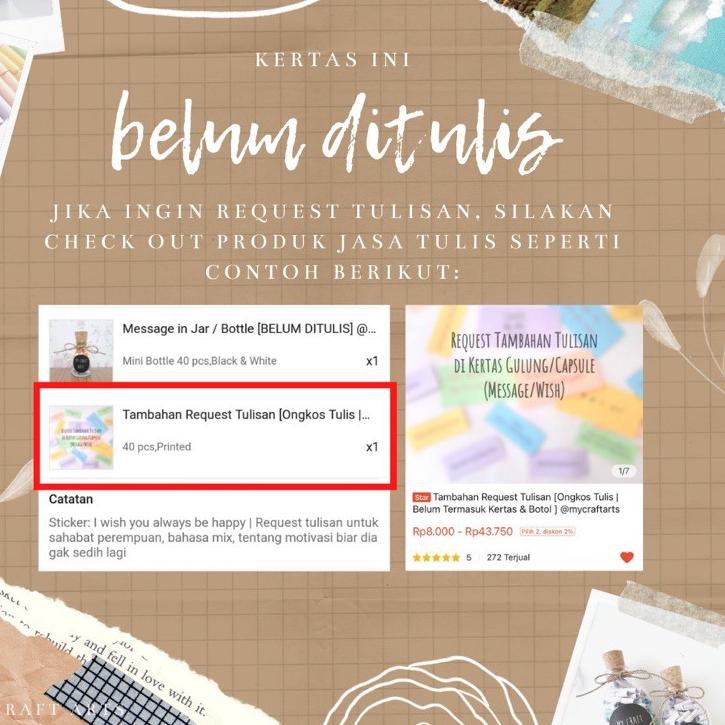 

68 Message in Jar / Bottle [BELUM DITULIS] @mycraftarts GZ68 Terlarisss