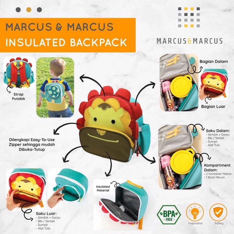 Marcus and Marcus Insulated Lunch Bag/Tas anak