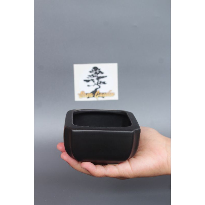 Pot keramik bonsai persegi berbingkai/ pot keramik persergi bermotif