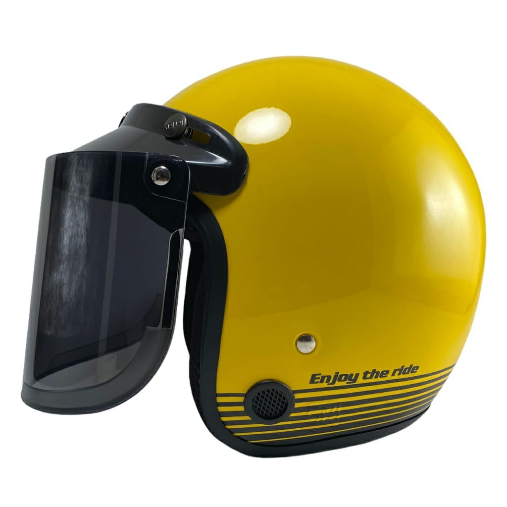 Helm Classic Dewasa Polos Garis Tiga Sni Full Leher