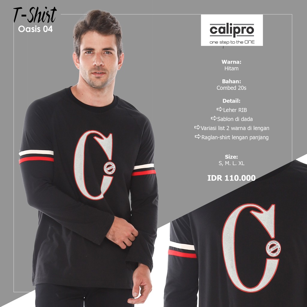 Calipro - Kaos Pria Lengan Panjang Oasis 04 Hitam