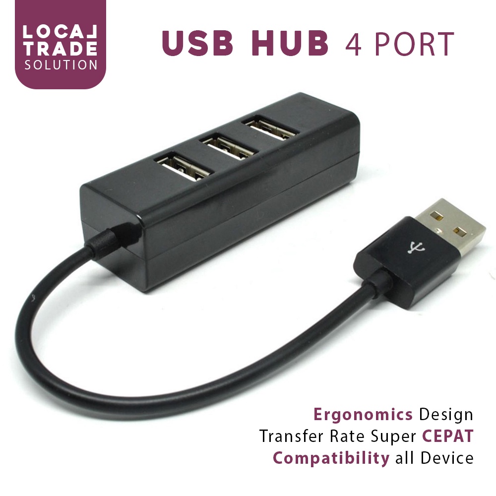 Usb Hub 4 Port High Speed Portable Adapter USB Multifungsi Transfer Rate Super Cepat Plug and Play Konverter Male to Female Switch Data Cable &amp; Charger Bisa Untuk Mouse Keyboard Dongle Bluethoth Flashdisk Charger