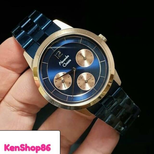JAM TANGAN WANITA / CEWEK ALEXANDRE CHRISTIE AC 2714 ROSEGOLD BLUE