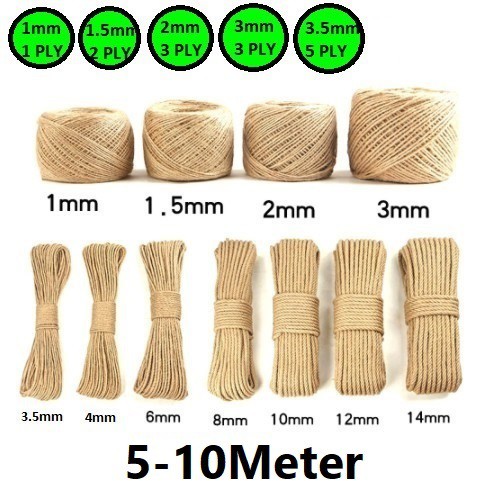 Tali Goni | Tali Tambang | Tali Garukan Kucing | Hemp Rope Uk.1 - 3.5mm Harga/5-10meter