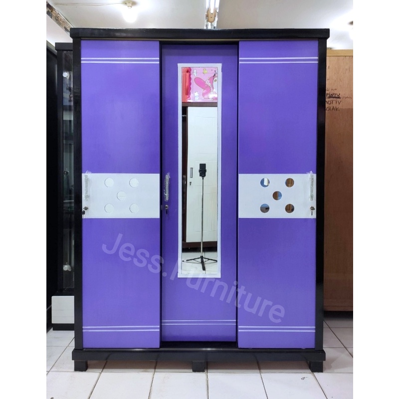 Lemari Pakaian Baju 3Pintu / lemari sleding 3pintu / Lemari Pakaian Sleding / Lemari Baju Full Gamis