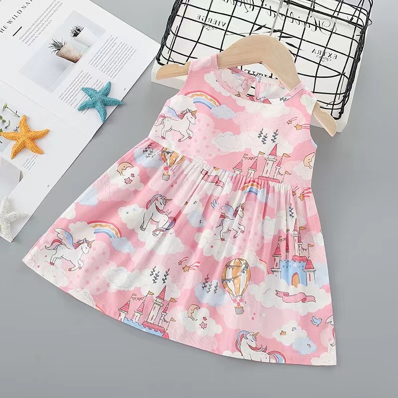 KF CAT Dress Anak Perempuan Import / Printed Dress Anak Cewek /Gaun Anak Bahan Katun Gaya Kasual Untuk Usia 3bulan - 3 tahun-Little Pony