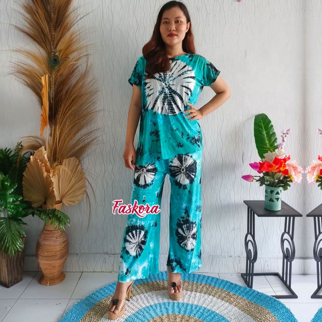 Setelan Kaos Wanita Jumbo ld 120 Kipas / Set Kaos Tie dye Wanita Jumbo / Kaos Wanita Jumbo Murah