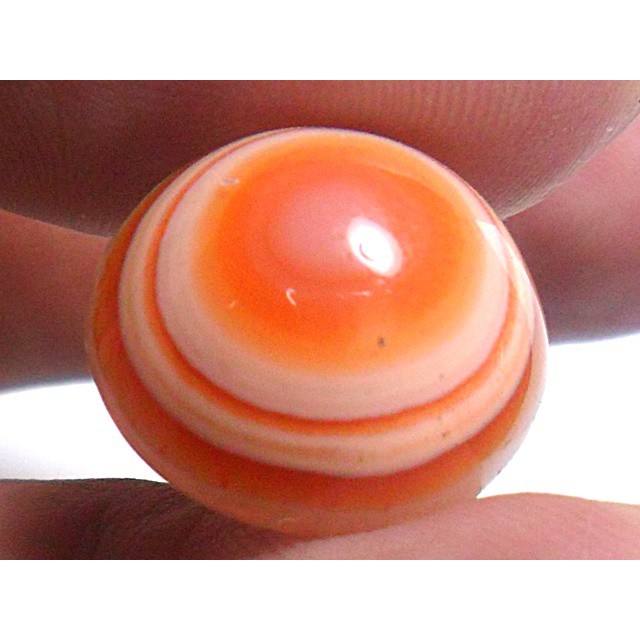 AG105 Round 15.2x15ct 12.30ct Orange White 'Greek Evil Eye' Natural Untreated Picture Agate Lucky