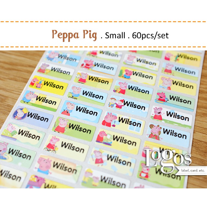 

HNVHH896 Peppa SMALL. Sticker label nama waterproof stiker nama anak