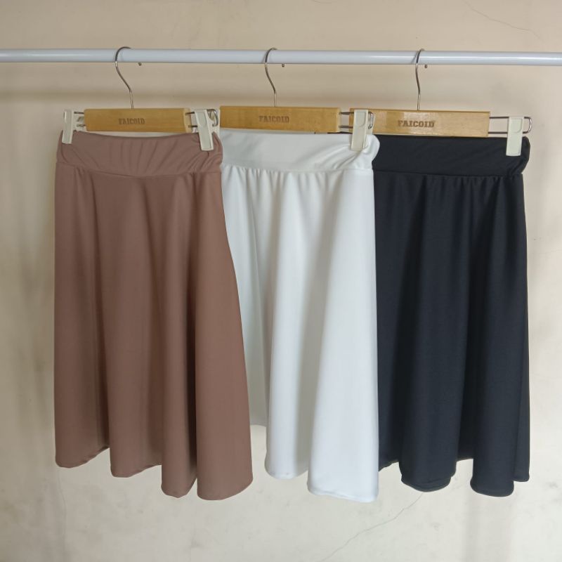 Rok Mini Scuba Terbaru/Rok Pendek/Rok Lebar/Midi Flare Skirt/Rok Senam Wanita