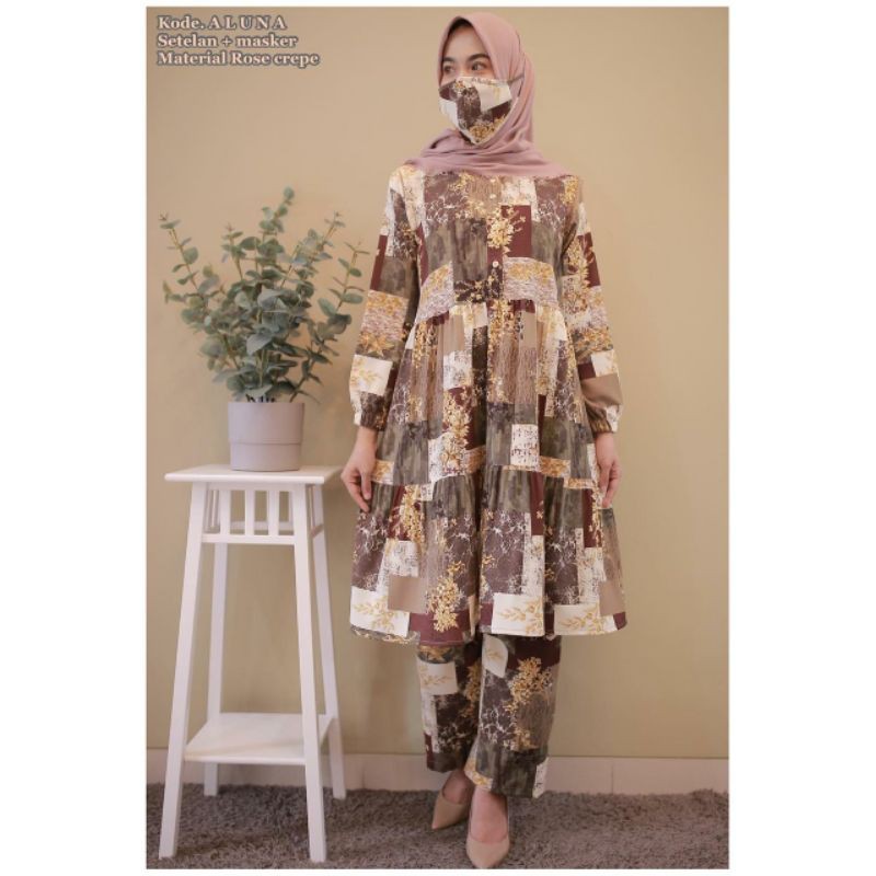 setelan Aluna set masker Disiko Ori