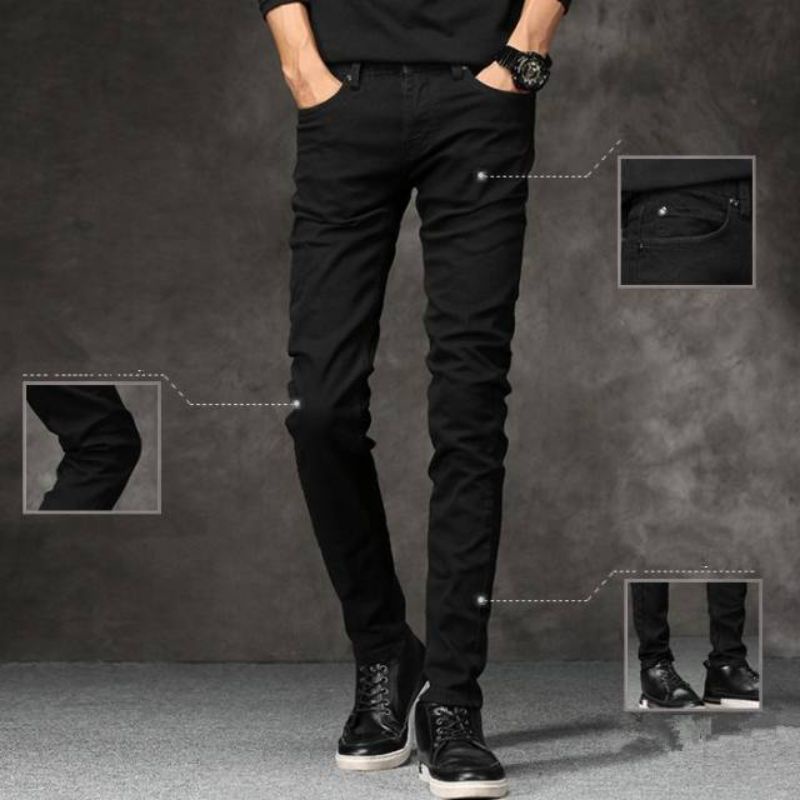 Celana jeans pria panjang slim fit skiny levis hitam pensil reguler jumbo
