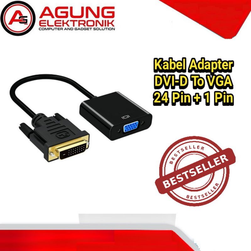 KABEL ADAPTER DVI-D To VGA 24 Pin + 1 Pin Murah Berkualitas