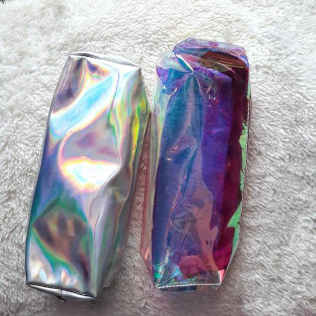 

Hologram pencil case//pink transparant pencil case