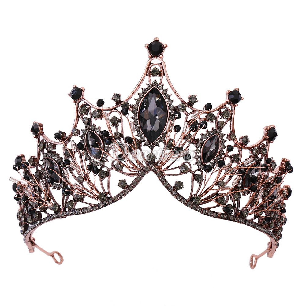 Bridal Crown Baroque New Retro Black Headdress Wedding Hair Accessories Birthday Queen Crown