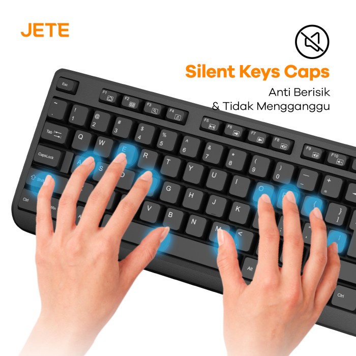Keyboard USB Laptop Komputer JETE KB1 Silent Key Original Garansi 2 Th
