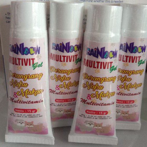 Rainbow Multivit Gel 15 gr Perangsang Nafsu makan Multivitamin-Vitamin Kucing Anjing