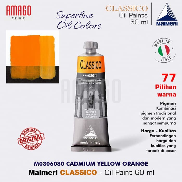 MAIMERI CLASSICO - OIL PAINT - CADMIUM YELLOW ORANGE - 60ML - M0306080