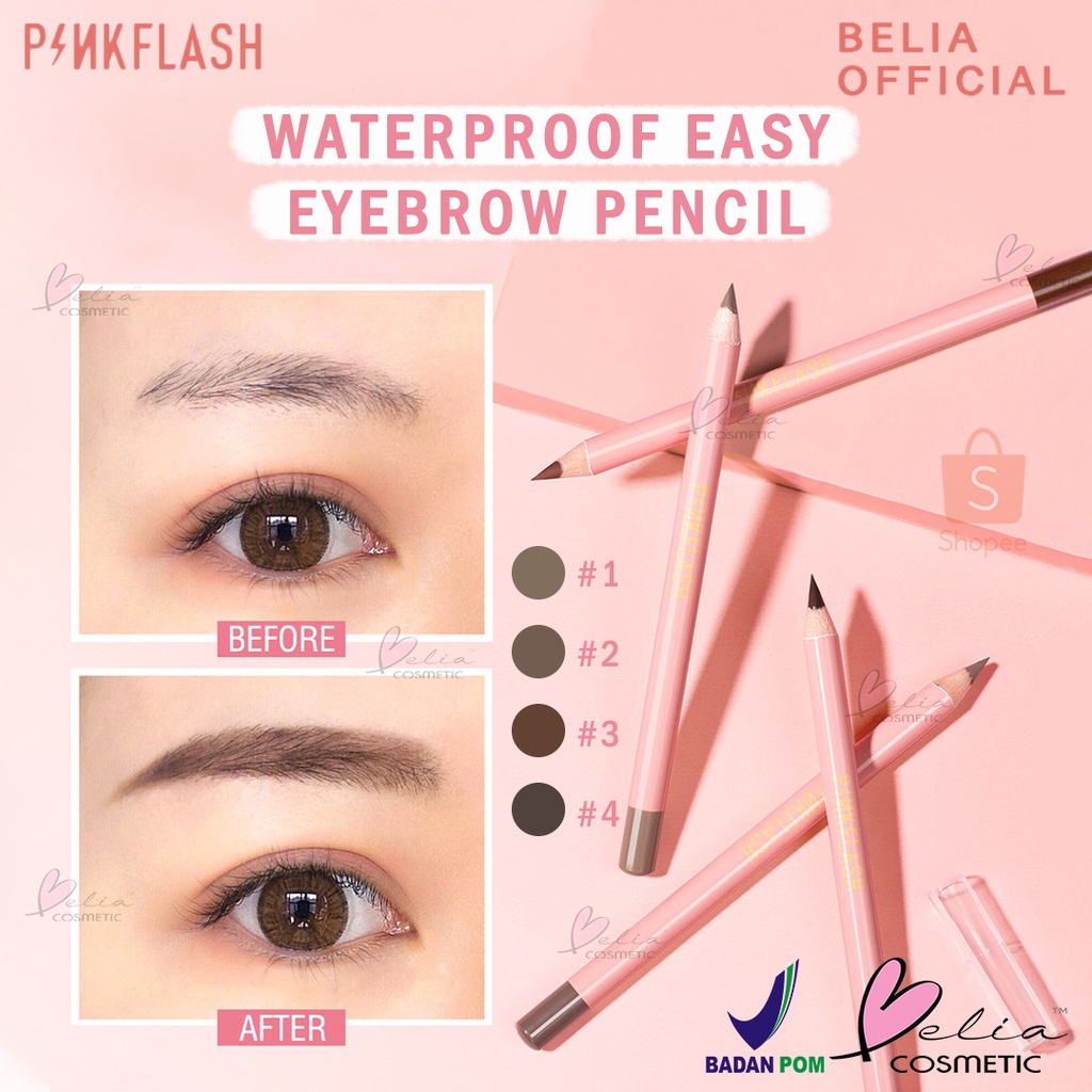 ❤ BELIA ❤ PINKFLASH Waterproof Easy Eyebrow Pencil | Pensil Alis | Pink Flash Waterproof BPOM PF-E02