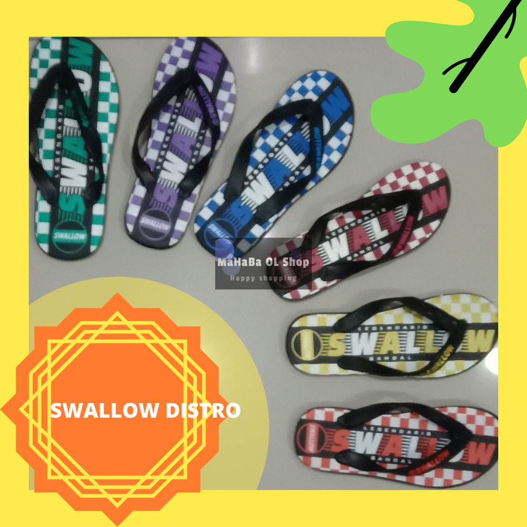 Sandal Swallow Pria/Wanita Polos Hitam Sendal Jepit Murah Tali Karet Jepit Grosir PITSTOP BANDUNG