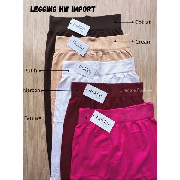 Legging HW Import Polos Warna Legging Jumbo Fit to 90Kg