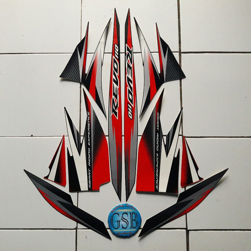 Variasi Striping Stiker Motor Honda Revo 110 2012 Hitam Merah Shopee Indonesia