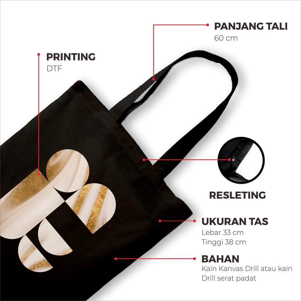 Sevine Totebag Tas Wanita Tote Bag Resleting Motif Nordic Black Series Hitam - BNB