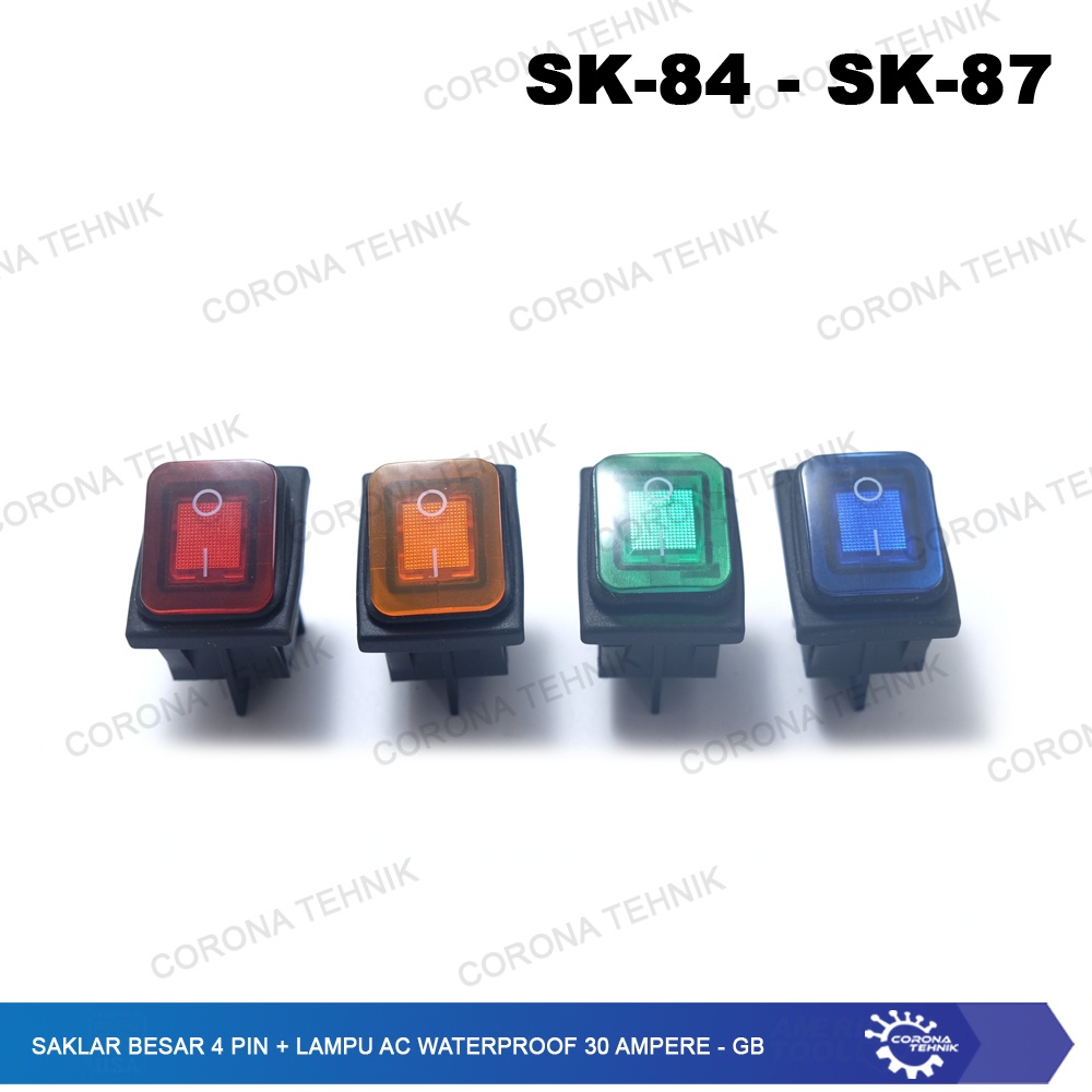 GB -Saklar Besar 4 Pin + Lampu AC Waterproof 30 Ampere