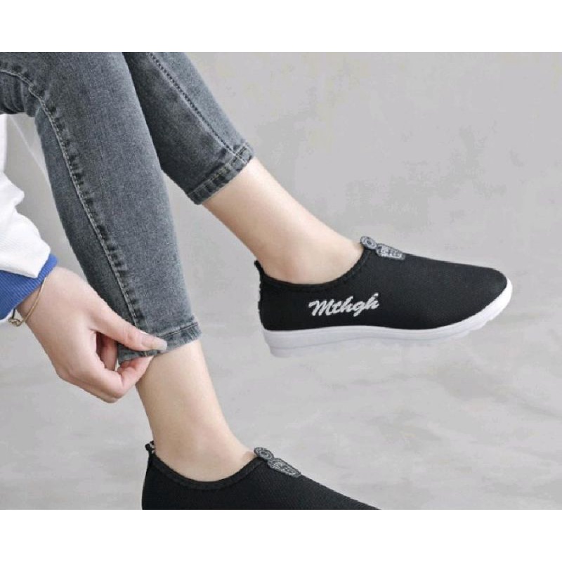 Sepatu wanita Import Mthgh Nylon Sneakers Slip On Women Shoes || Sepatu Import Wanita || Sepatu Wani