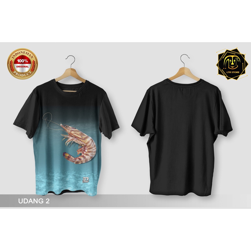 [ BAYAR DI TEMPAT ] BAJU PRINTING GAMBAR UDANG 2 - KAOS DISTRO ORIGINAL MOTIF HEWAN BINATANG IKAN SH