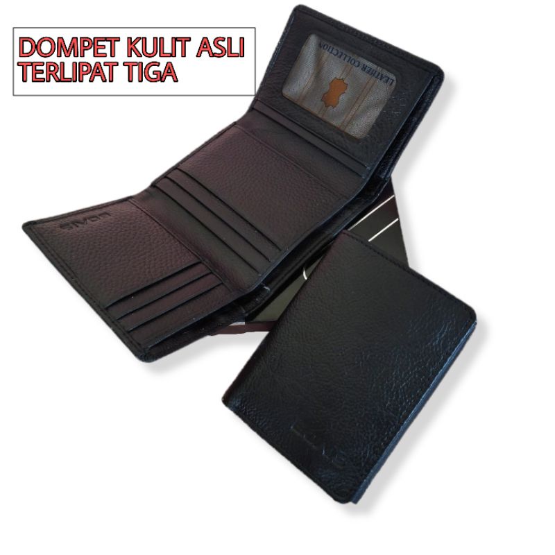 Dompet kulit asli model terlipat tiga pria wanita Dompet Asli Kulit produk Garut