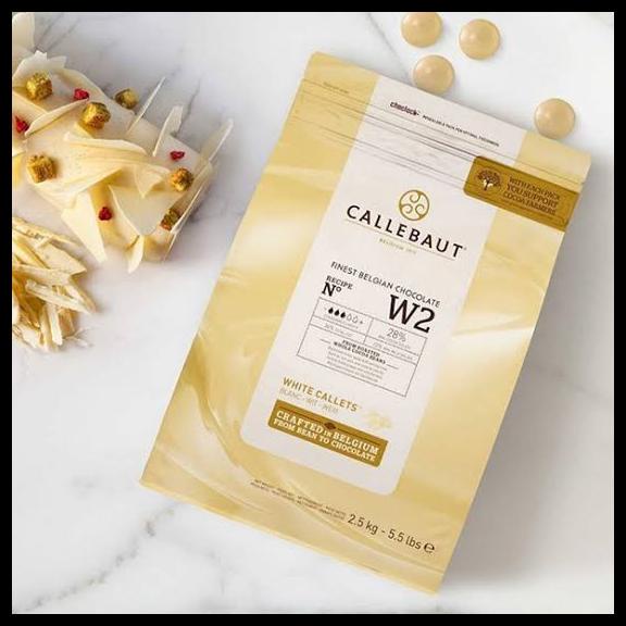 

TERBARUU!! REPACK Callebaut White Milk Chocolate Couverture Callets W2 28% 1 Kg TERBARU
