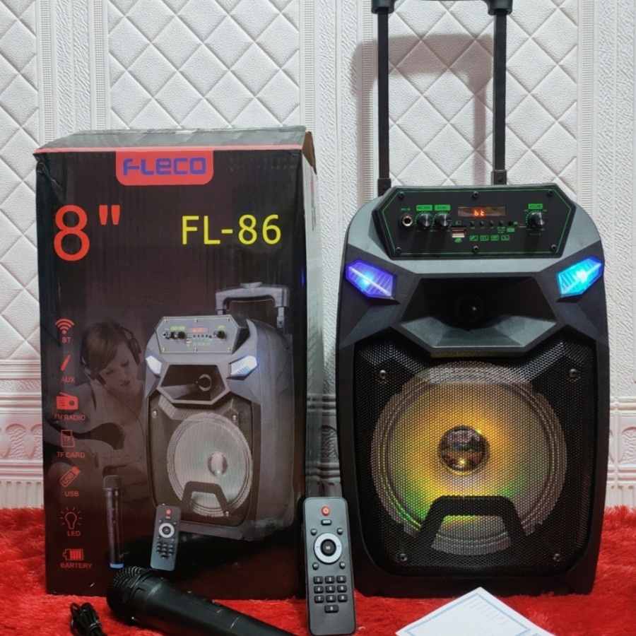 COD SPEAKER BLUETOOTH WIRELESS FLECO 8'5 INCH PLUS MIC WIRELESS KARAOKE // SPEAKER FLECO X-BASS // SPEAKER WIRELESS // SPEAKER SALON AKTIF