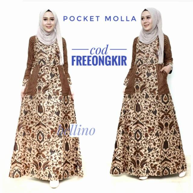 Gamis Batik Muslimah Longdress Pocket Wanita Fit XL / Dress Batik Wanita Pocket Berkualitas