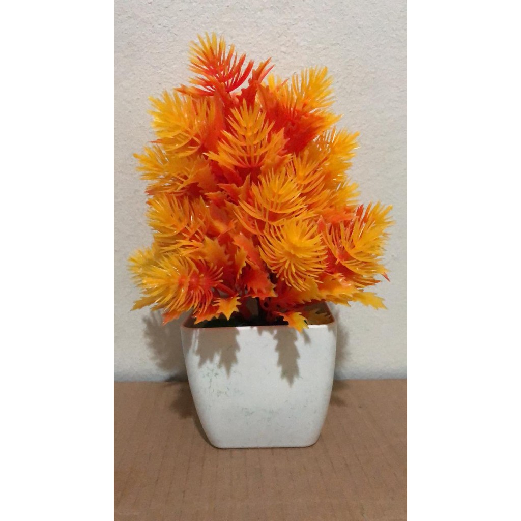 Pinus Rumput Bunga Plastik Pot Tanaman Simulasi Tanaman Hijau Kecil Pot-Oren