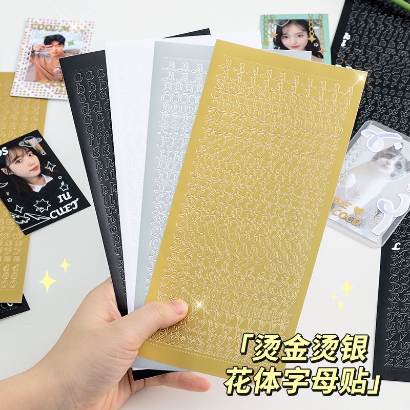 

Delunashop Alphabet Foil Sticker Gold Silver Stiker Huruf Polcos Toploader Stiker Photocard Deco sticker Alphabet A-Z
