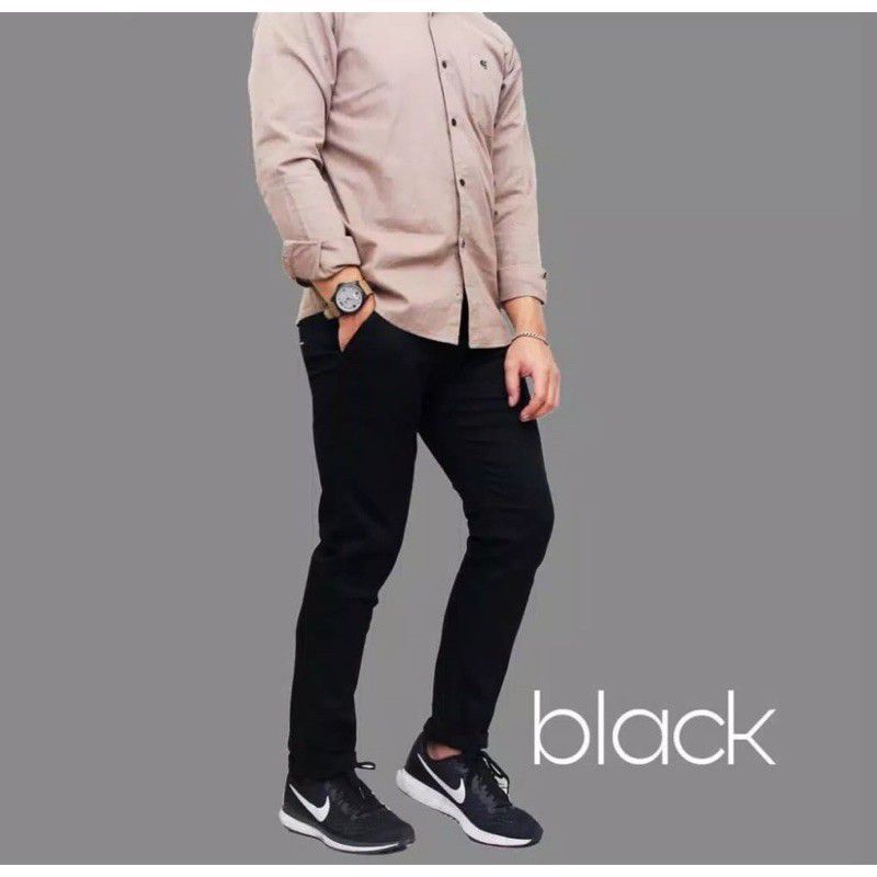 Celana panjang Reguler Chino/Chinos pria/Cowok standar 5warna hitam/Abu/Moca/Crem bisa COD