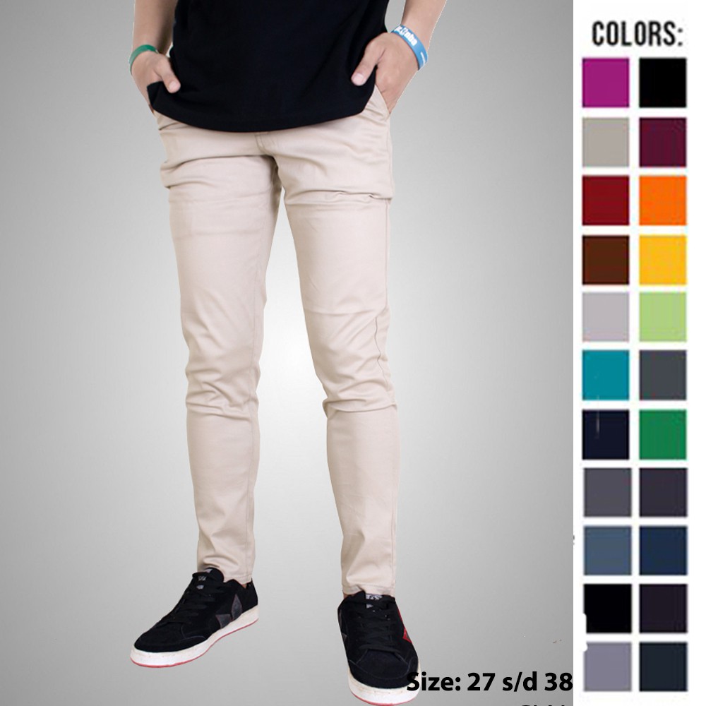 Celana Chino Panjang Polos / Men Casual Basic Chino Long Pants - Banyak Pilihan Warna CLN (COMB)