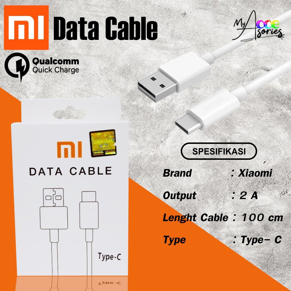 BM001 MI9 WHITE XIAOMI KABEL DATA NEW MODEL REDMI 9A 9C NOTE 8 9 10 PRO MI9 TIPE C USB MY4796