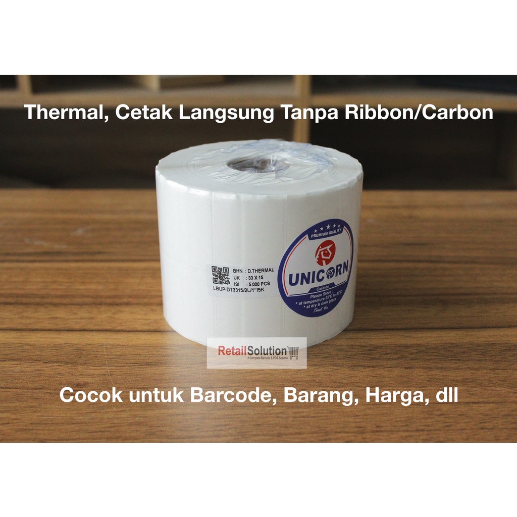 Stiker Label Barcode Thermal 33x15 mm / 33 x 15 mm / 33x15mm isi 5000