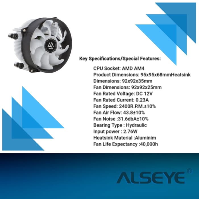 Alseye AS-GHAM4 30MR Fan Processor Gaming AMD Auto RGB