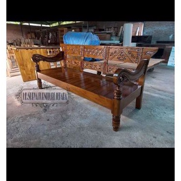 Kursi panjang bale resban kursi bangku lincak panjang bahan kayu jati ukir Jepara