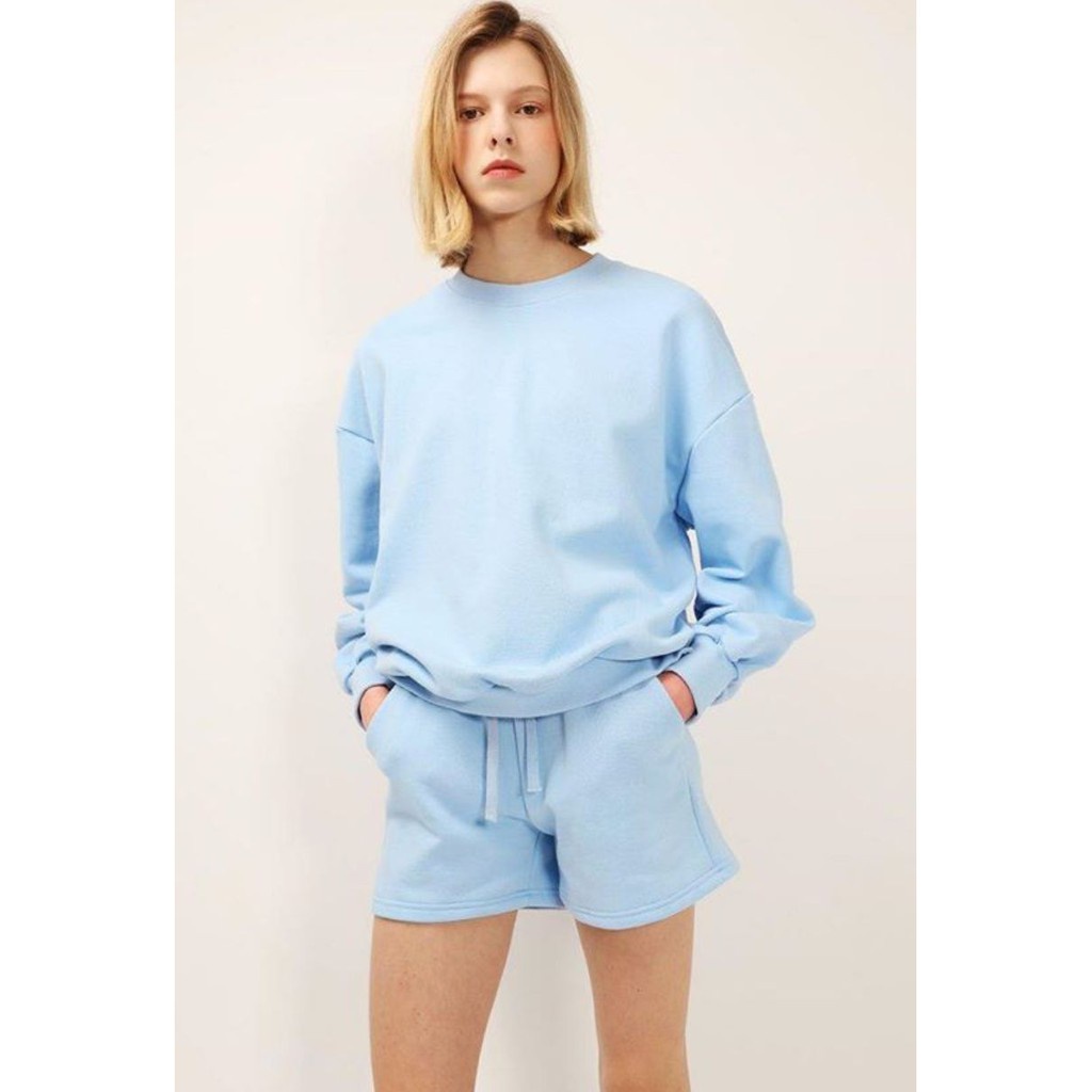 SWEATER_ID Basic Sweater Crewneck Biru Baby Polos Prian Dan Wanita Terbaik