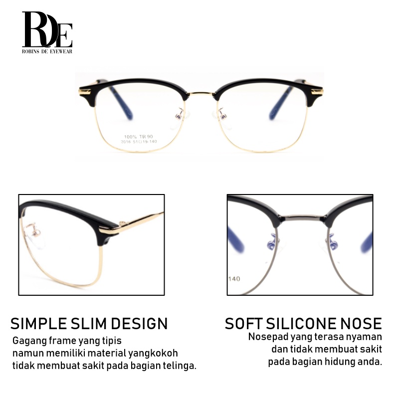 ROBINS Kacamata Photocromic Minus Style Bisnis Lentur Anti Radiasi Komputer Frame Kacamata Fashion Modern Blueray Bluecromic 2016-1