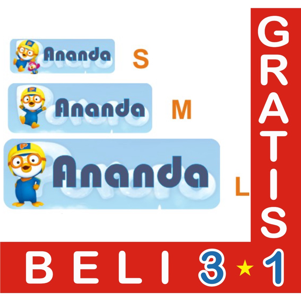 

STIKER LABEL NAMA WATERPROOF BASIC PORORO