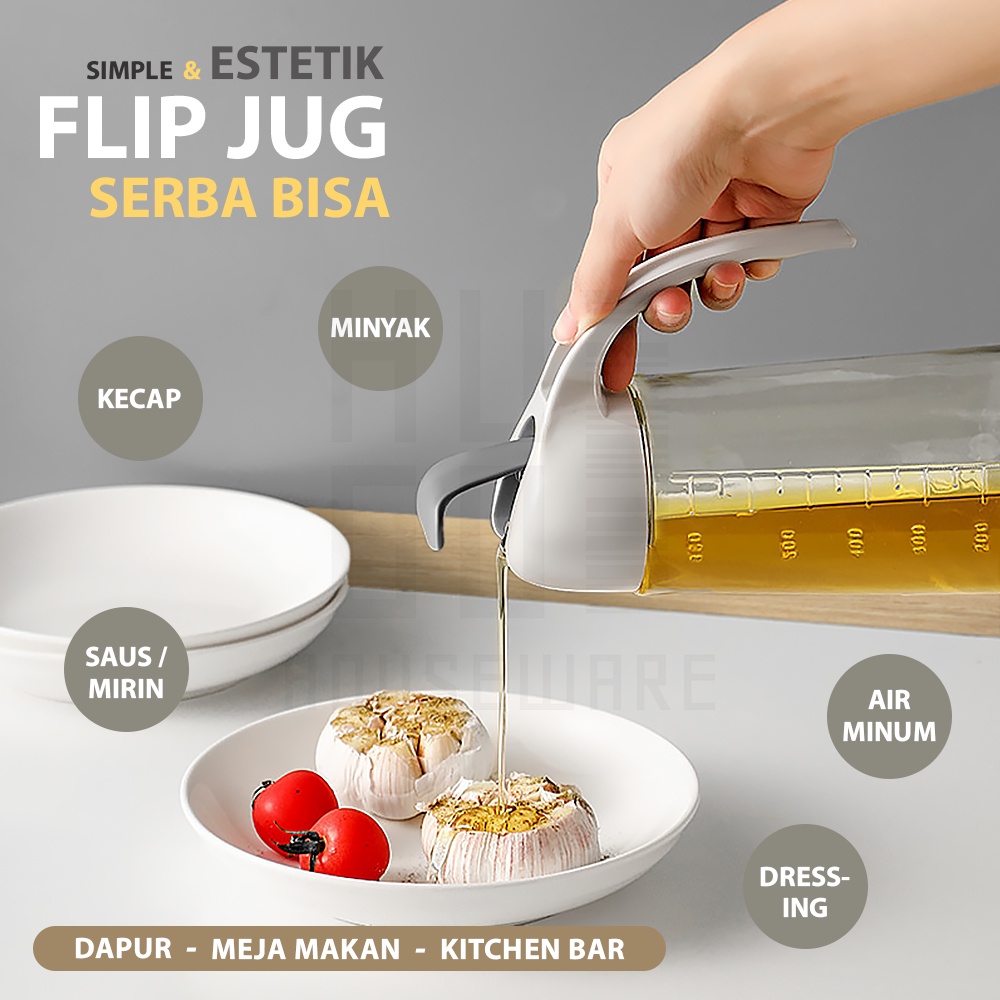 HUGO Botol Minyak Oil Jug Teko Tempat Minyak Goreng Botol Kecap Cuka Serbaguna 630ml Bahan Kaca