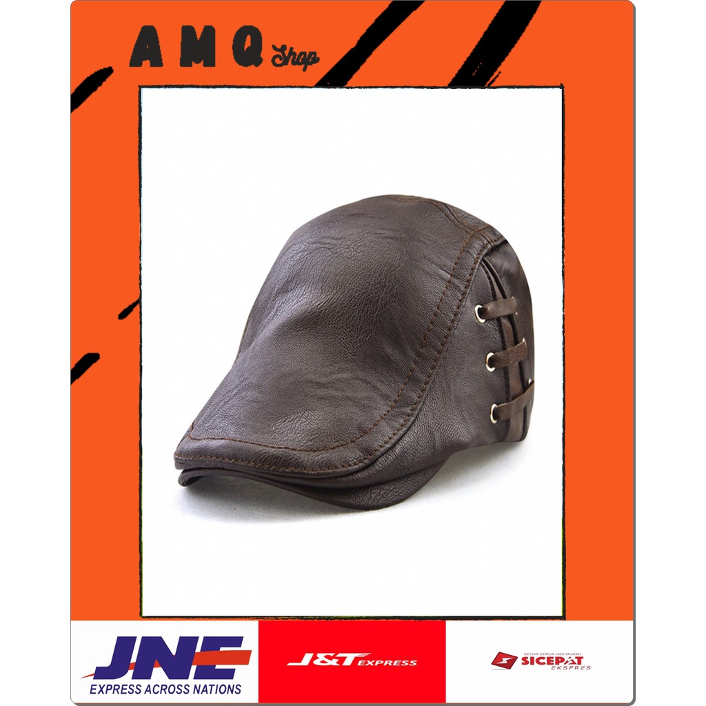 Topi Kulit / Topi Kulit Pria / Topi Pelukis / Topi Copet / Topi Kodok / Topi Import