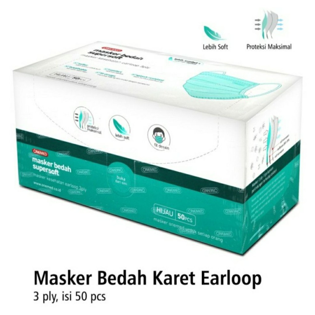 Masker Super Soft Onemed Hijau Masker Medis Supersoft Onemed