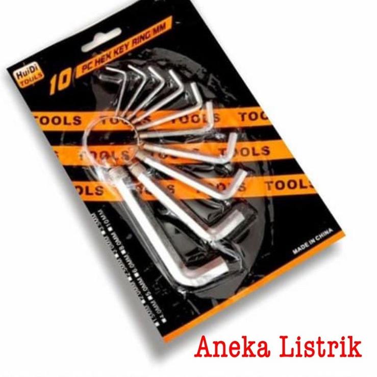 [BISA COD] Kunci L Set Hex Key Ring 10 in 1 Tools 10 Pcs