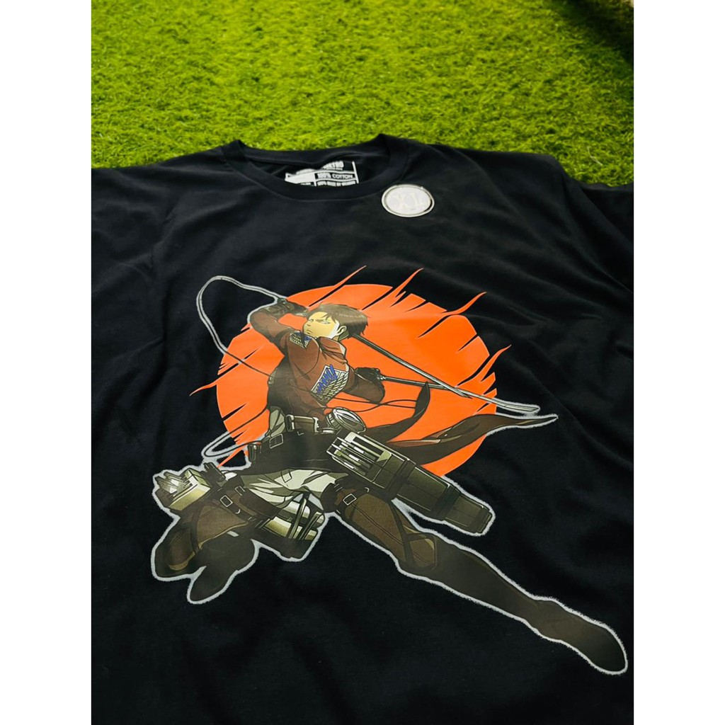 Tshirt Levi In Action Attack on Titan Premium Quality Kaos AOT SNK Shingeki No Kyojin Wibu Otaku Unisex